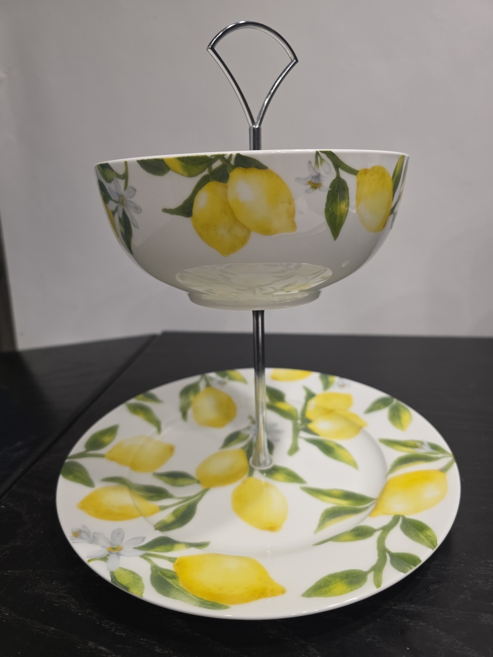 Lemon Tiered Tray, Lemon Cake Stand, Lemon Motif Decor, Mikasa. Handmade